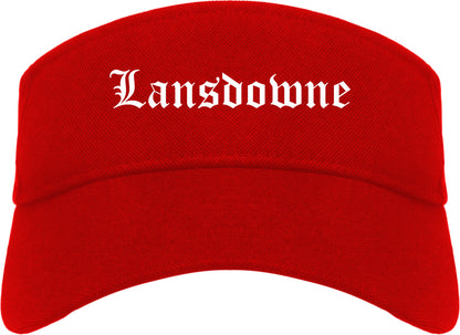 Lansdowne Pennsylvania PA Old English Mens Visor Cap Hat Red