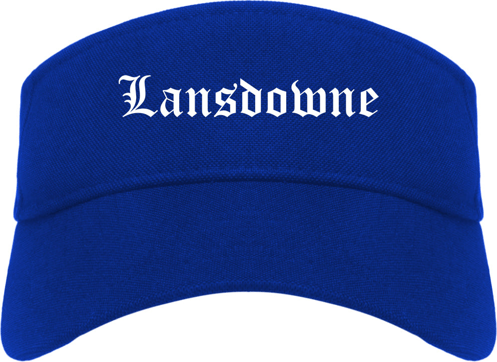 Lansdowne Pennsylvania PA Old English Mens Visor Cap Hat Royal Blue
