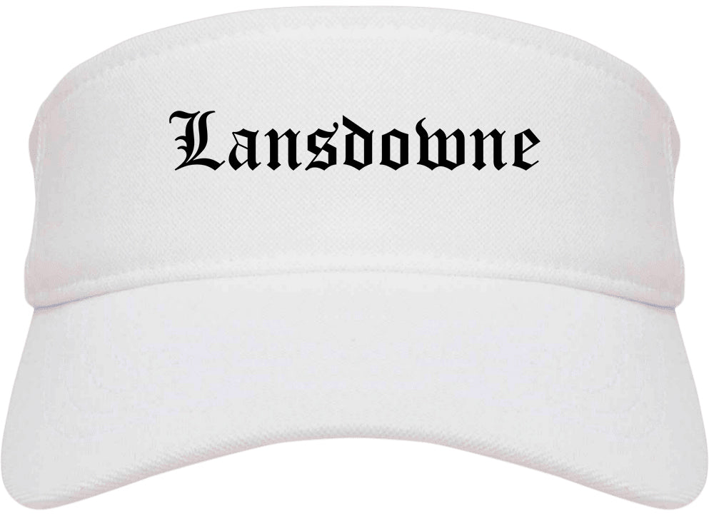 Lansdowne Pennsylvania PA Old English Mens Visor Cap Hat White