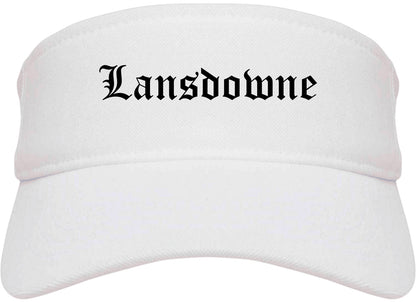 Lansdowne Pennsylvania PA Old English Mens Visor Cap Hat White