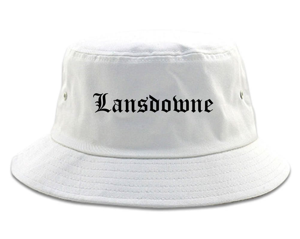 Lansdowne Pennsylvania PA Old English Mens Bucket Hat White