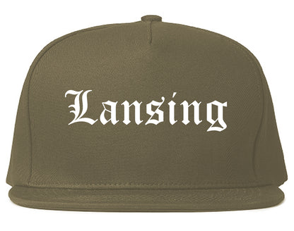 Lansing Illinois IL Old English Mens Snapback Hat Grey