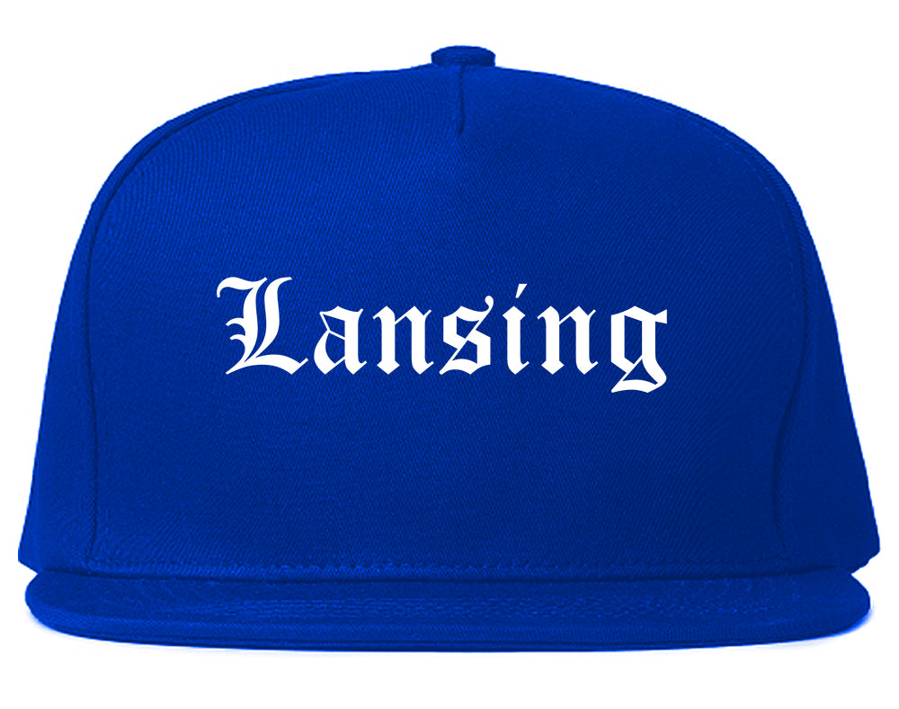 Lansing Illinois IL Old English Mens Snapback Hat Royal Blue