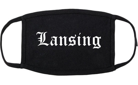 Lansing Kansas KS Old English Cotton Face Mask Black