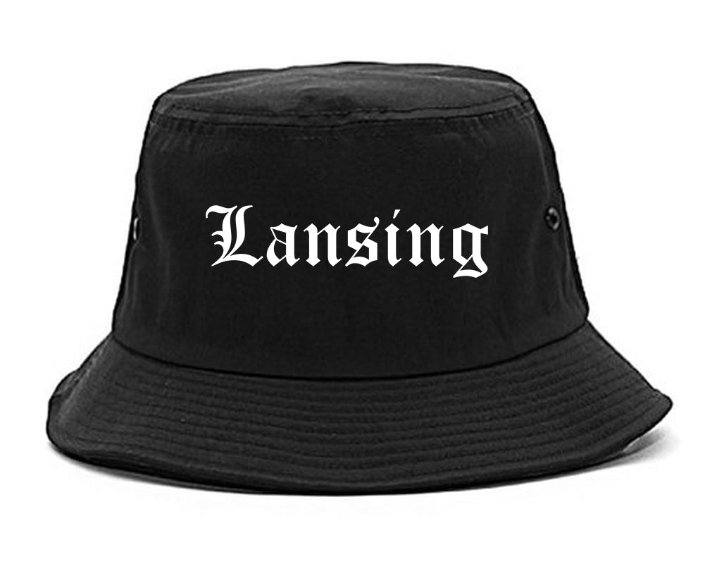 Lansing Kansas KS Old English Mens Bucket Hat Black