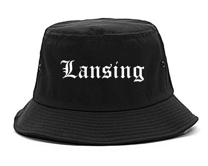 Lansing Kansas KS Old English Mens Bucket Hat Black