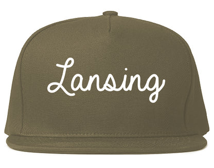 Lansing Kansas KS Script Mens Snapback Hat Grey