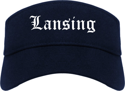 Lansing Kansas KS Old English Mens Visor Cap Hat Navy Blue