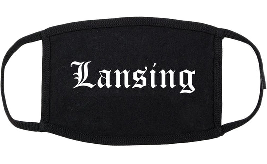 Lansing Michigan MI Old English Cotton Face Mask Black