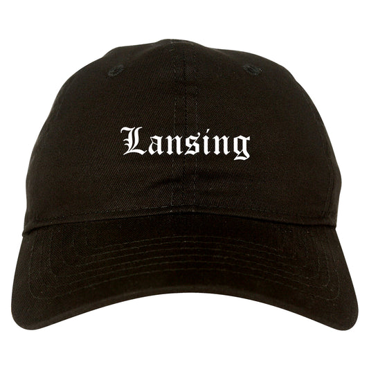 Lansing Michigan MI Old English Mens Dad Hat Baseball Cap Black
