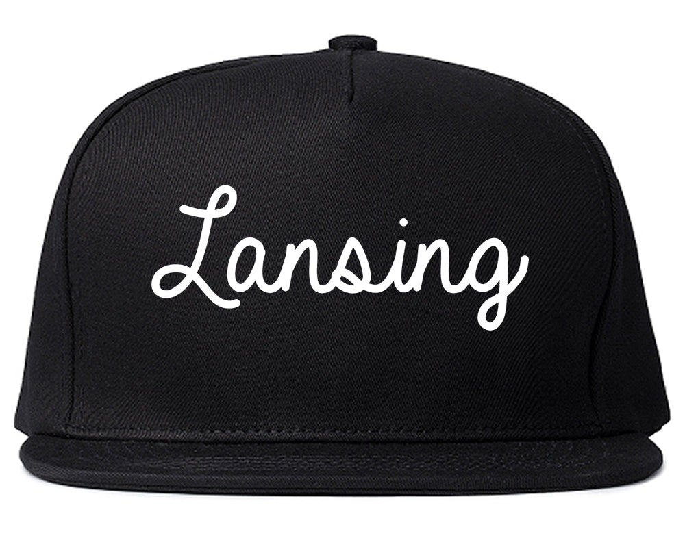 Lansing Michigan MI Script Mens Snapback Hat Black