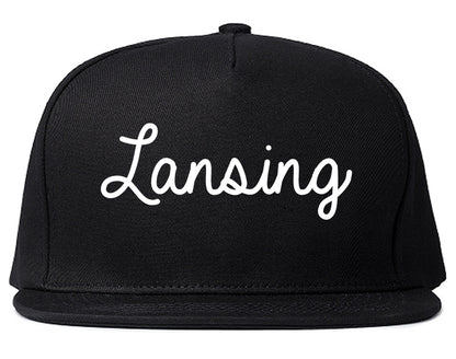 Lansing Michigan MI Script Mens Snapback Hat Black