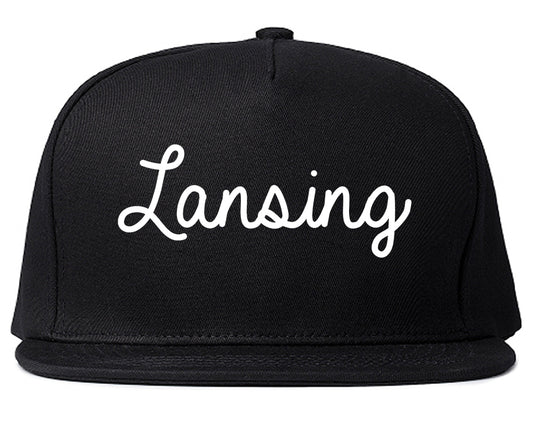 Lansing Michigan MI Script Mens Snapback Hat Black