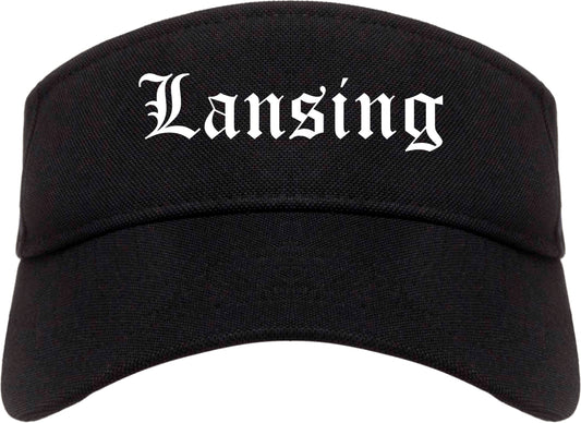 Lansing Michigan MI Old English Mens Visor Cap Hat Black