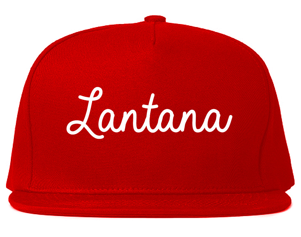 Lantana Florida FL Script Mens Snapback Hat Red