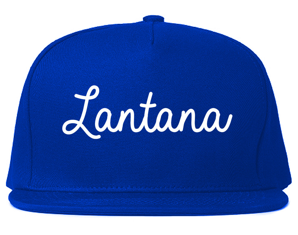 Lantana Florida FL Script Mens Snapback Hat Royal Blue