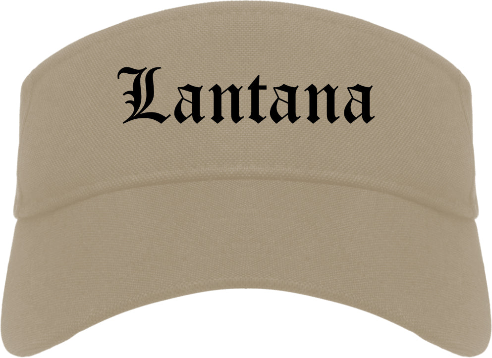 Lantana Florida FL Old English Mens Visor Cap Hat Khaki