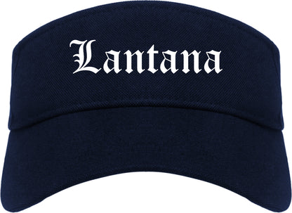 Lantana Florida FL Old English Mens Visor Cap Hat Navy Blue