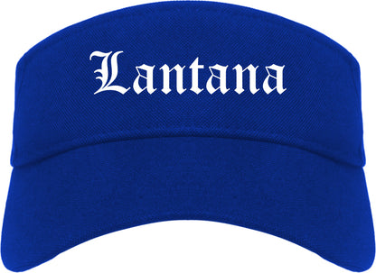 Lantana Florida FL Old English Mens Visor Cap Hat Royal Blue