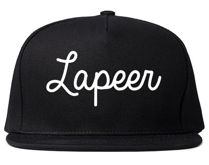 Lapeer Michigan MI Script Mens Snapback Hat Black
