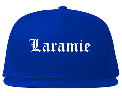 Laramie Wyoming WY Old English Mens Snapback Hat Royal Blue
