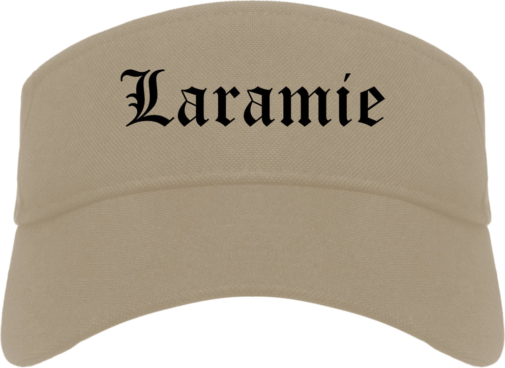 Laramie Wyoming WY Old English Mens Visor Cap Hat Khaki
