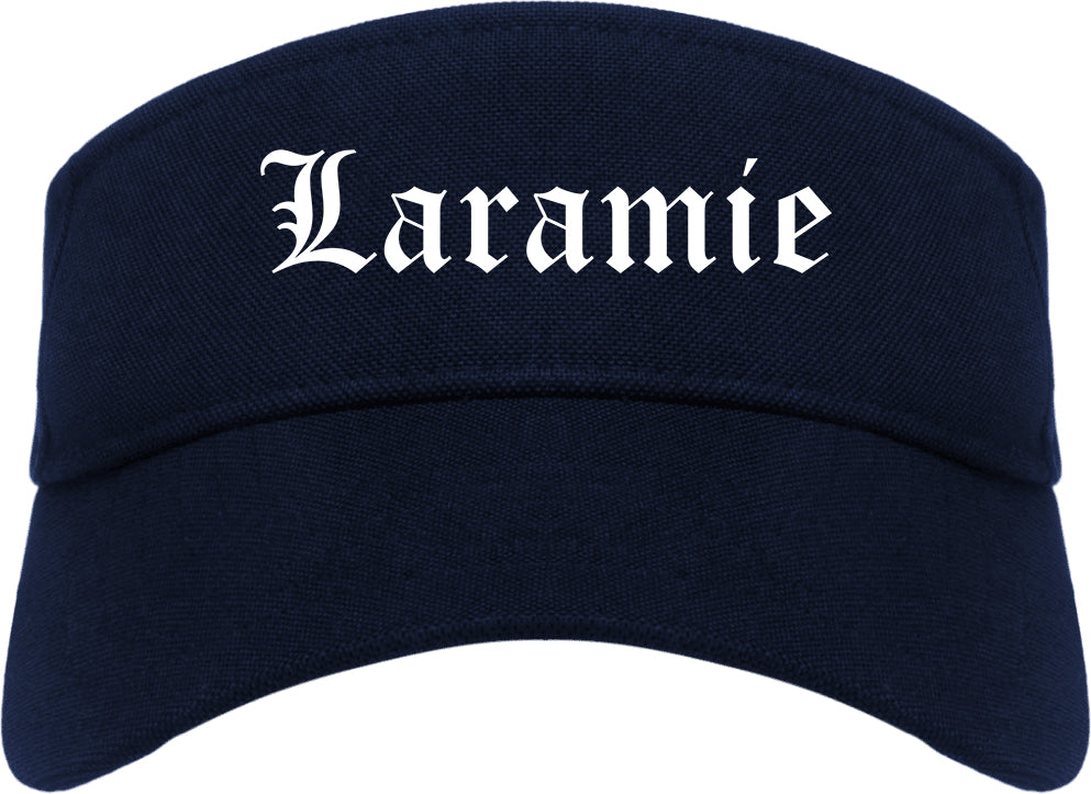 Laramie Wyoming WY Old English Mens Visor Cap Hat Navy Blue