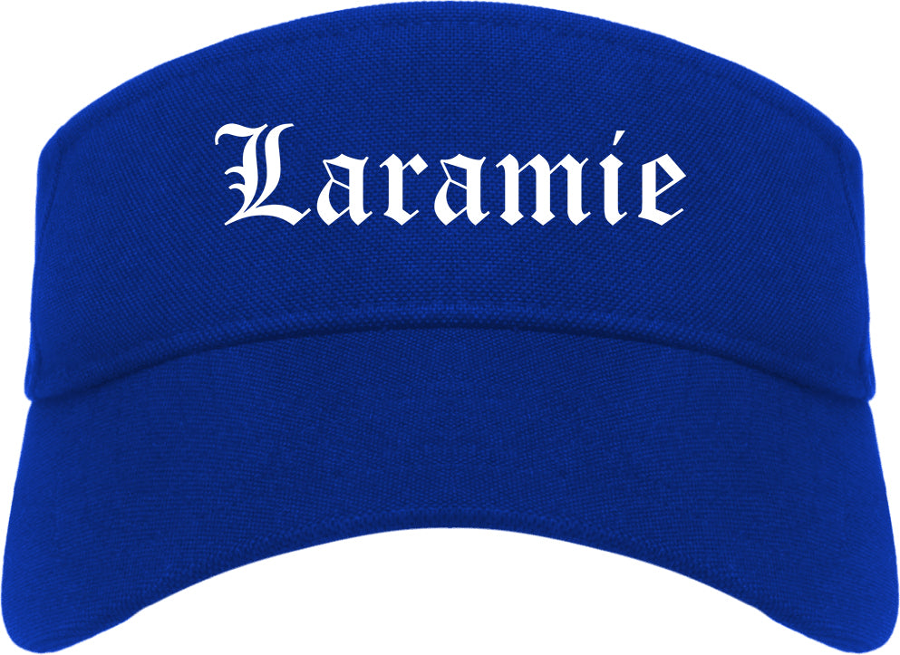 Laramie Wyoming WY Old English Mens Visor Cap Hat Royal Blue