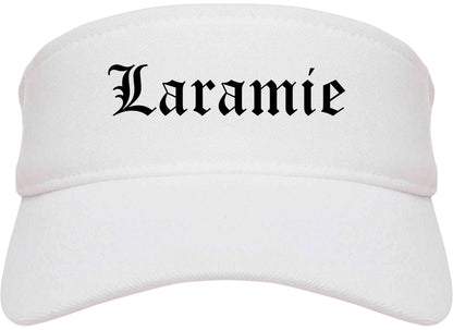 Laramie Wyoming WY Old English Mens Visor Cap Hat White