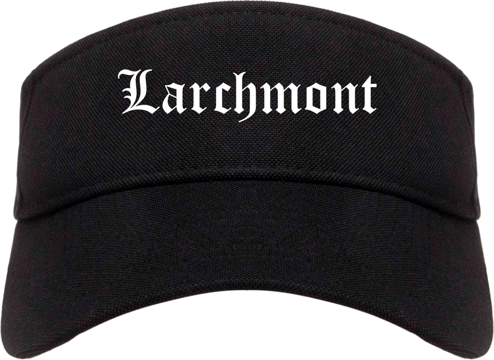 Larchmont New York NY Old English Mens Visor Cap Hat Black