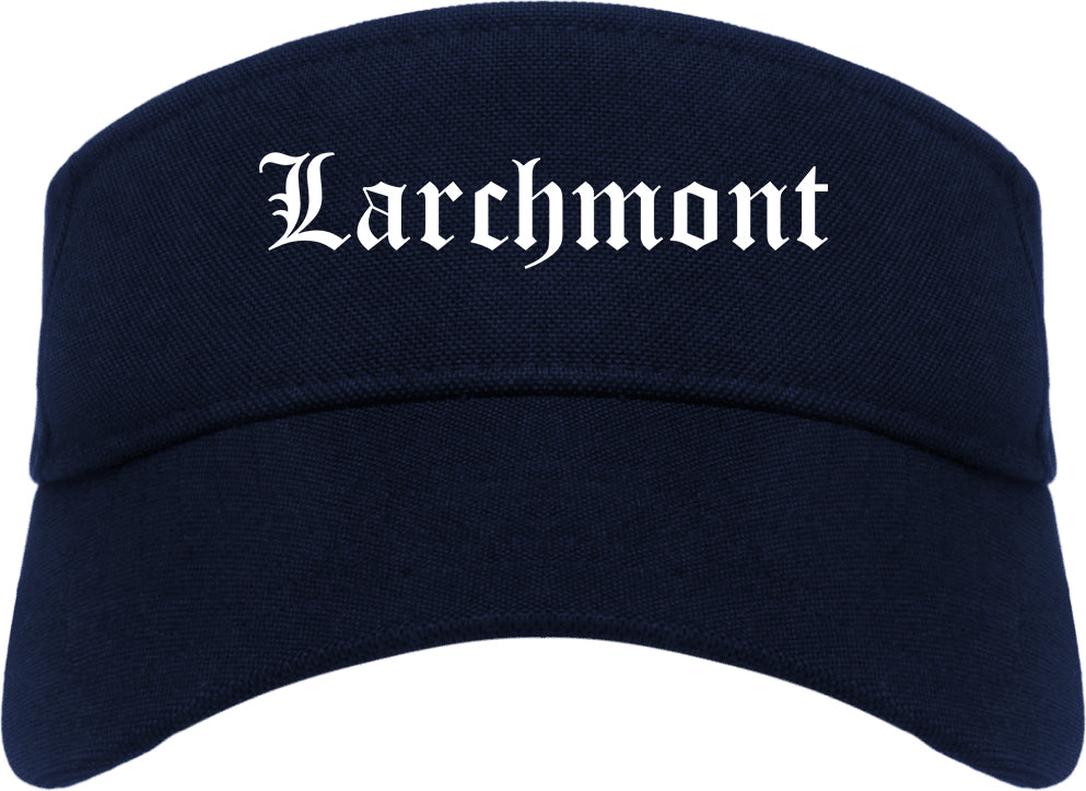 Larchmont New York NY Old English Mens Visor Cap Hat Navy Blue