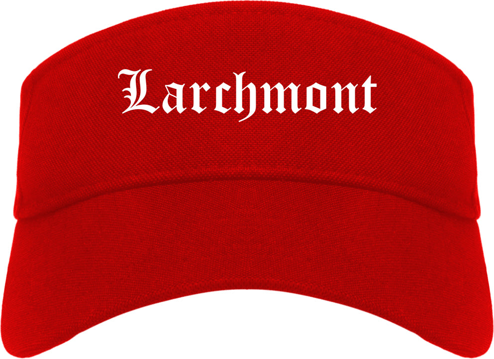 Larchmont New York NY Old English Mens Visor Cap Hat Red