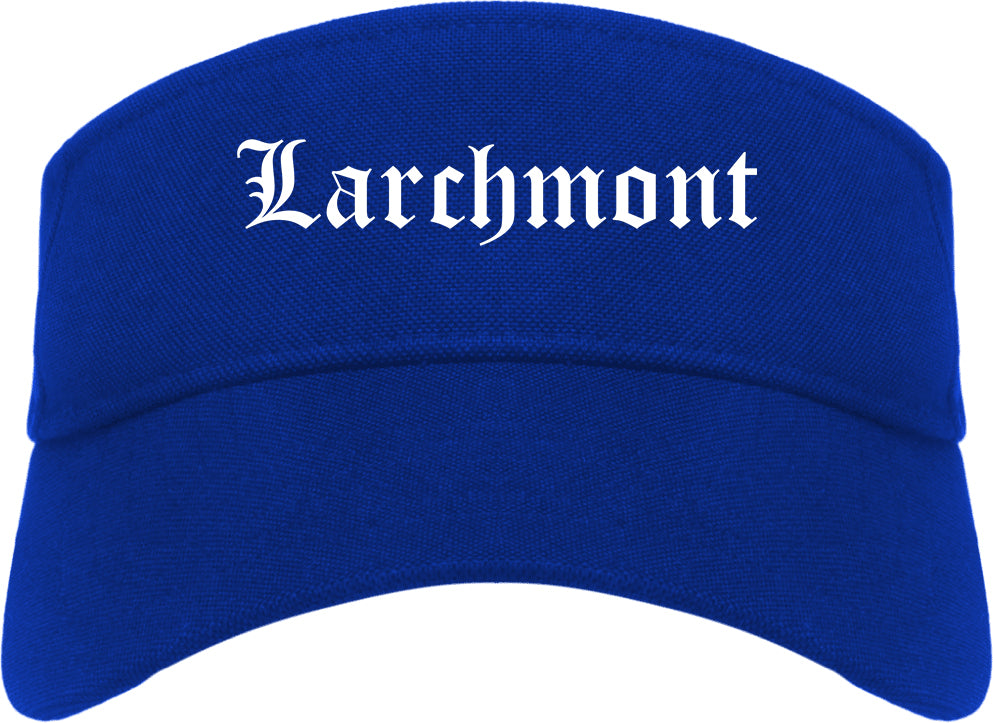 Larchmont New York NY Old English Mens Visor Cap Hat Royal Blue