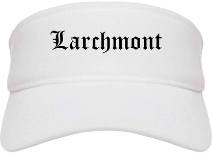 Larchmont New York NY Old English Mens Visor Cap Hat White