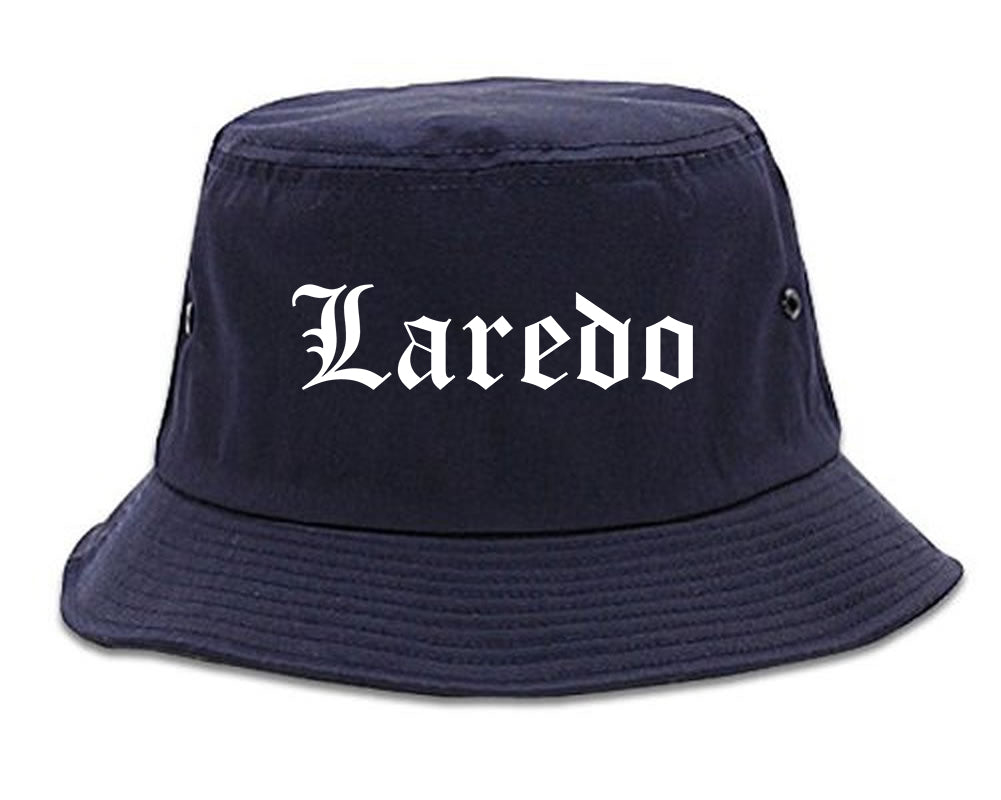 Laredo Texas TX Old English Mens Bucket Hat Navy Blue