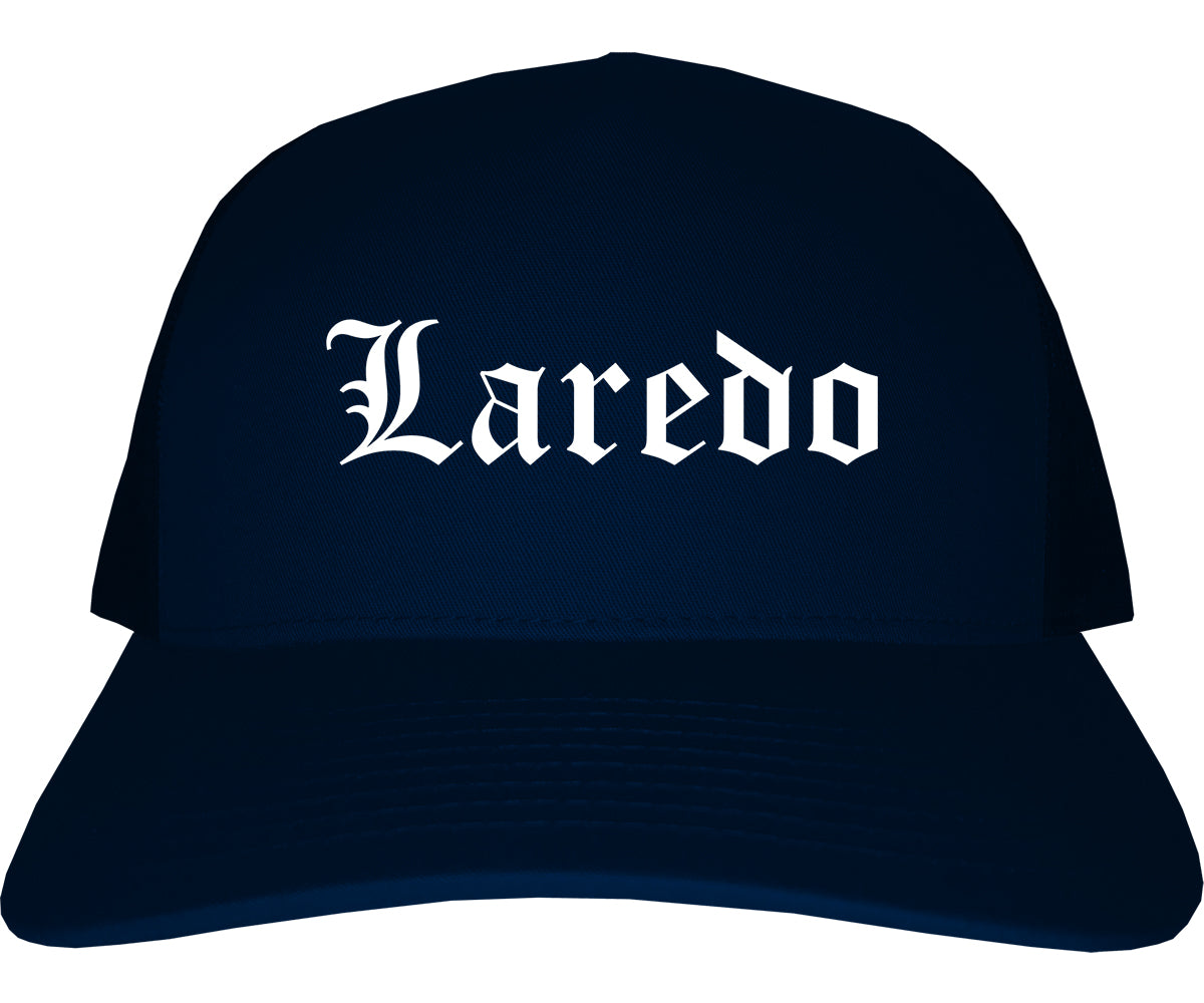 Laredo Texas TX Old English Mens Trucker Hat Cap Navy Blue