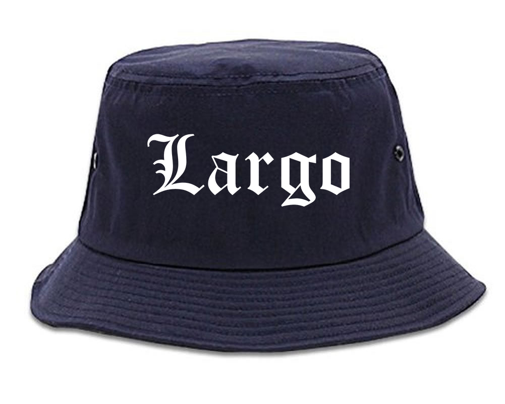Largo Florida FL Old English Mens Bucket Hat Navy Blue