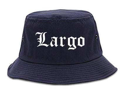 Largo Florida FL Old English Mens Bucket Hat Navy Blue