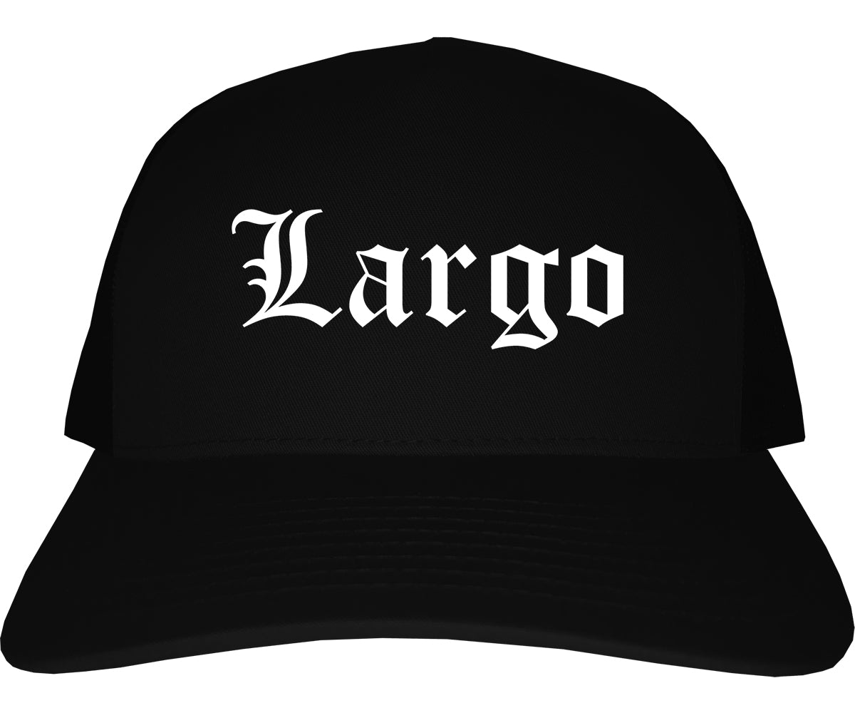 Largo Florida FL Old English Mens Trucker Hat Cap Black