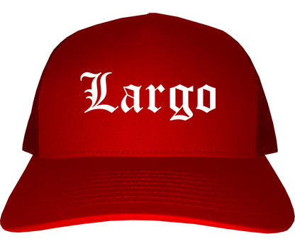 Largo Florida FL Old English Mens Trucker Hat Cap Red