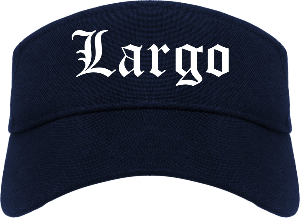 Largo Florida FL Old English Mens Visor Cap Hat Navy Blue