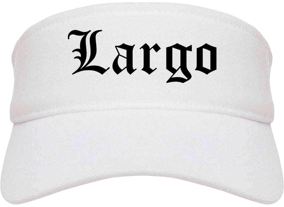 Largo Florida FL Old English Mens Visor Cap Hat White