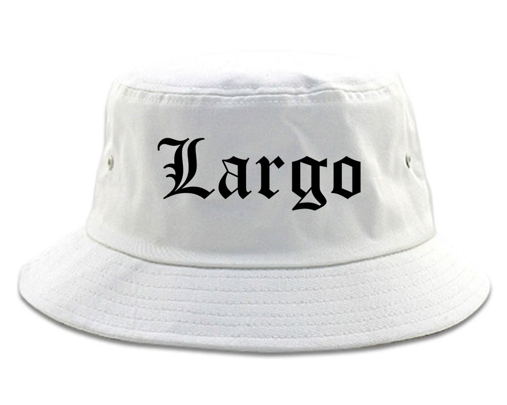 Largo Florida FL Old English Mens Bucket Hat White