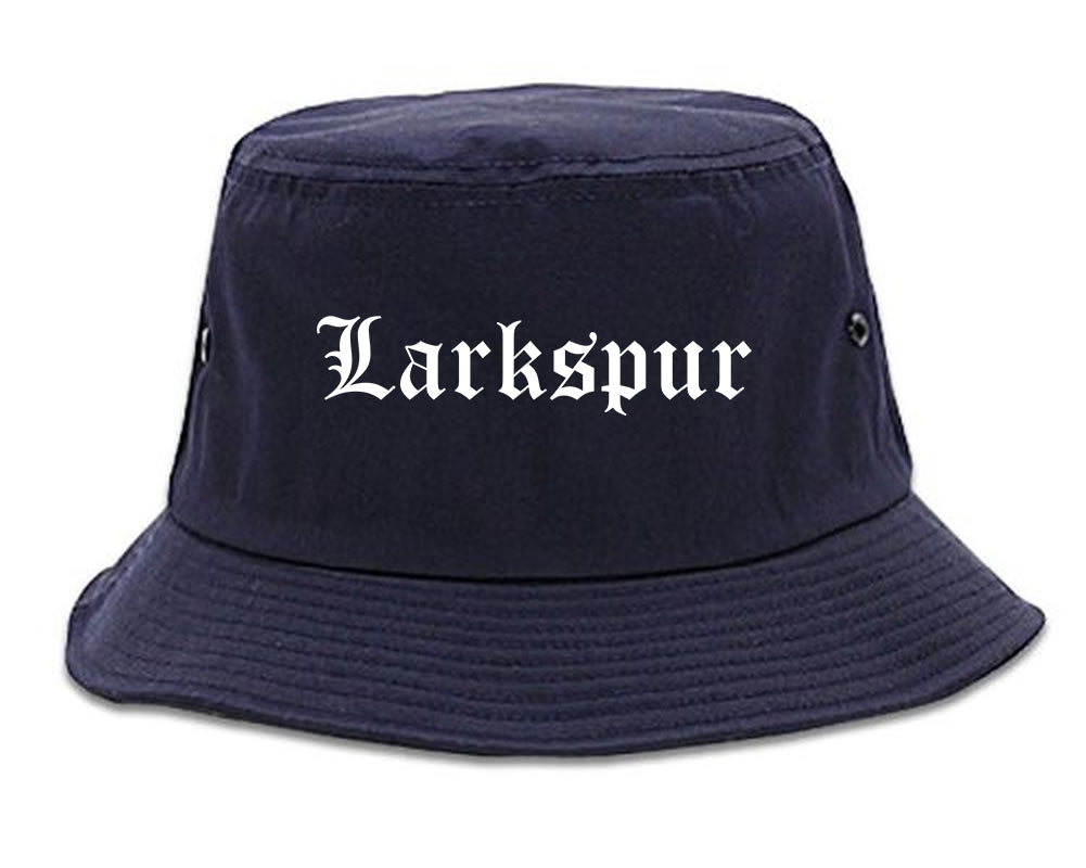 Larkspur California CA Old English Mens Bucket Hat Navy Blue