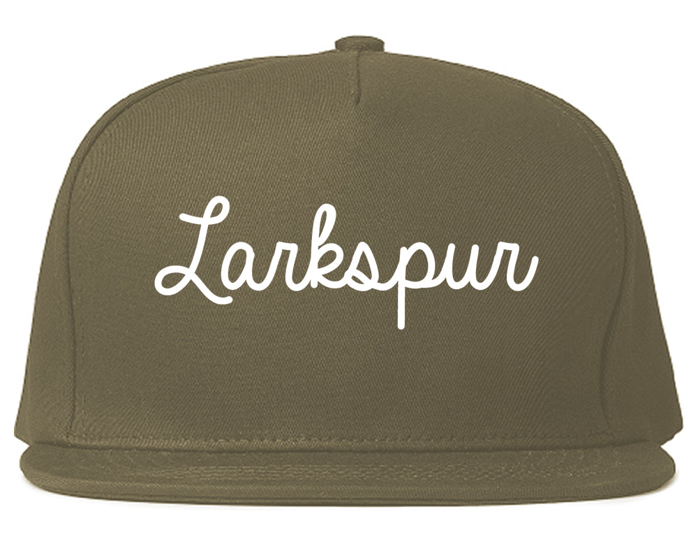Larkspur California CA Script Mens Snapback Hat Grey