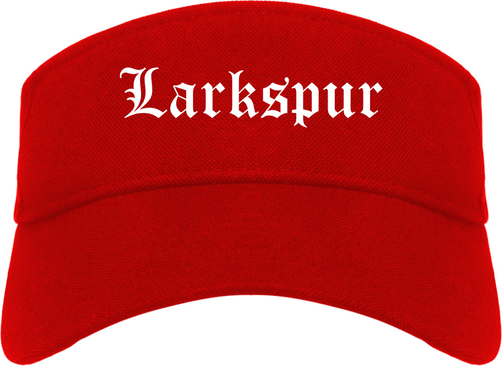 Larkspur California CA Old English Mens Visor Cap Hat Red