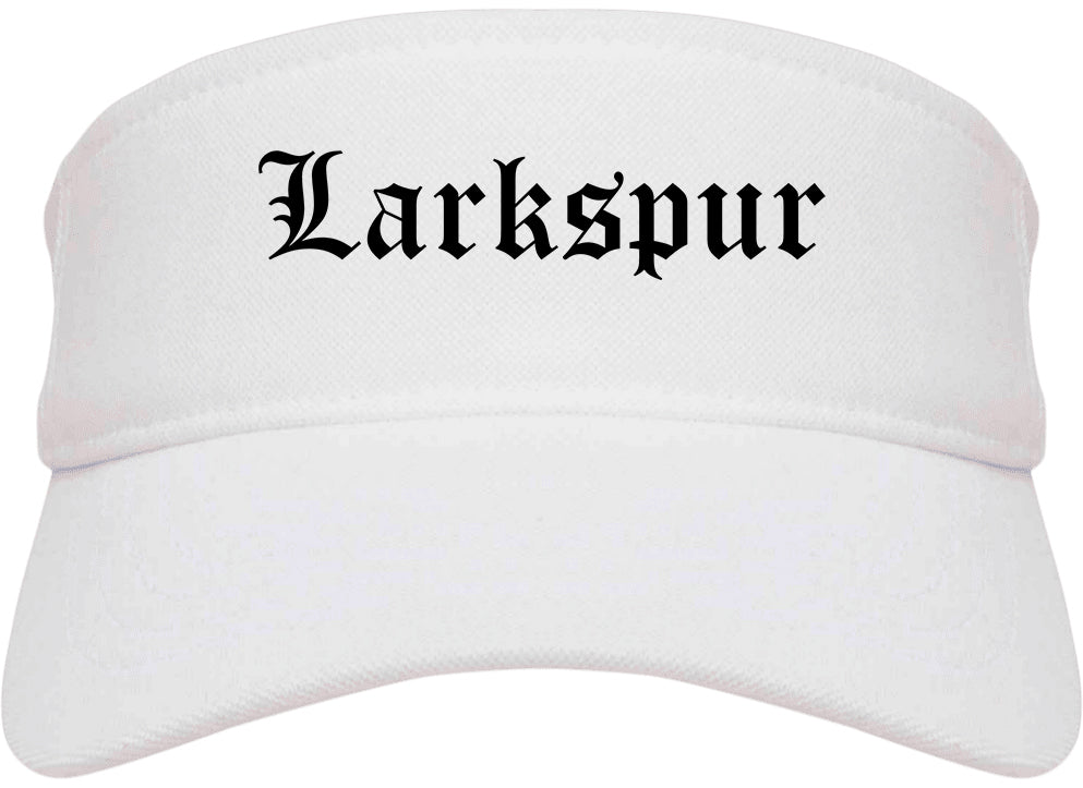 Larkspur California CA Old English Mens Visor Cap Hat White