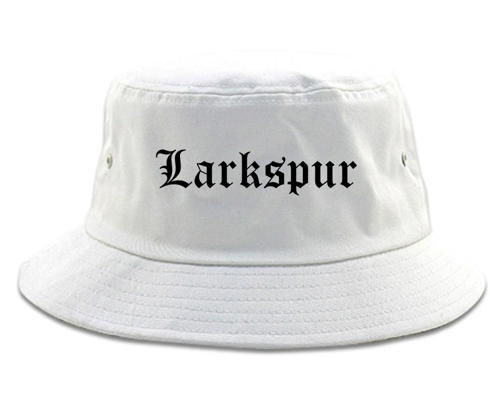 Larkspur California CA Old English Mens Bucket Hat White