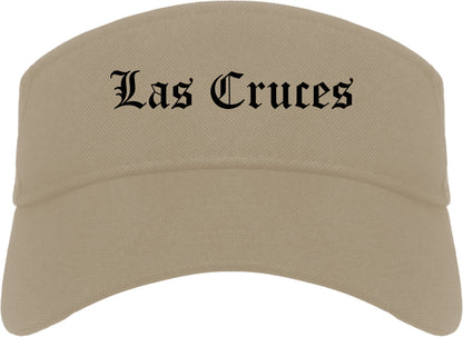 Las Cruces New Mexico NM Old English Mens Visor Cap Hat Khaki
