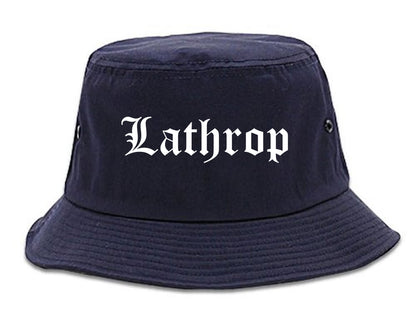 Lathrop California CA Old English Mens Bucket Hat Navy Blue